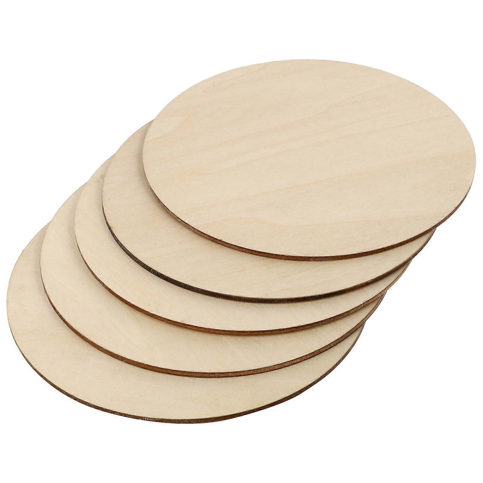 5pcs Round Unfinished Wood Slices for DIY Crafts, Natural Thick Lightweight Blank Boards for Painting and Decoration