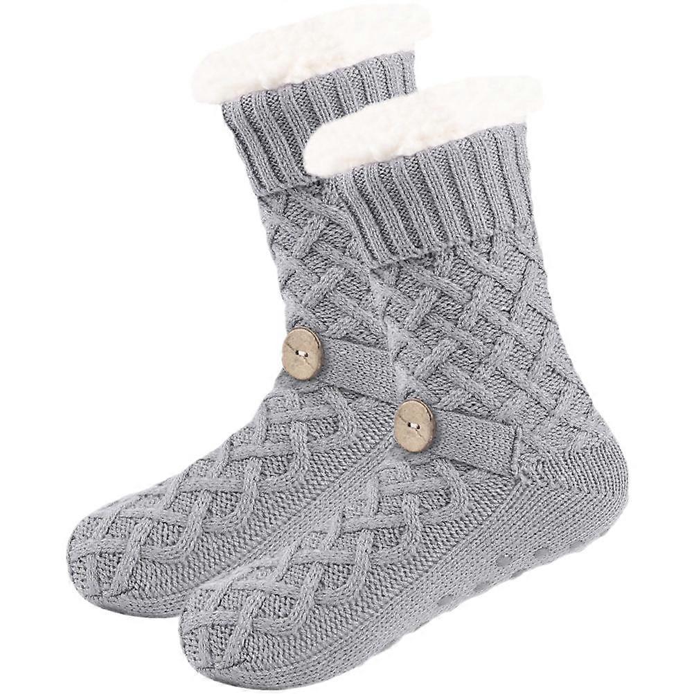 Plush Grey Women's Warm Socks for Outdoor Relaxation and Ideal for Winter 1 Pair