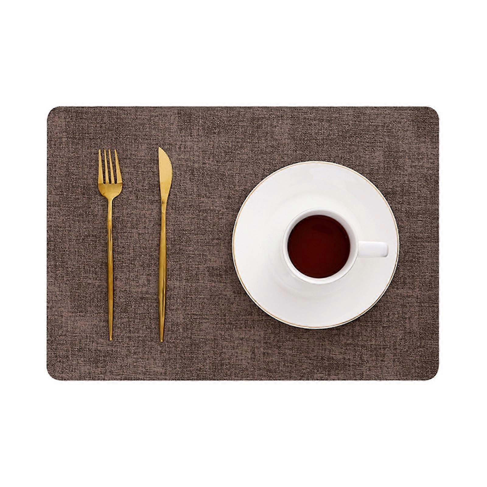 Set of 2 Washable Square PU Leather Placemats 30 x 43 cm Heat Resistant Woven Texture for Dining Table and Coffee Table