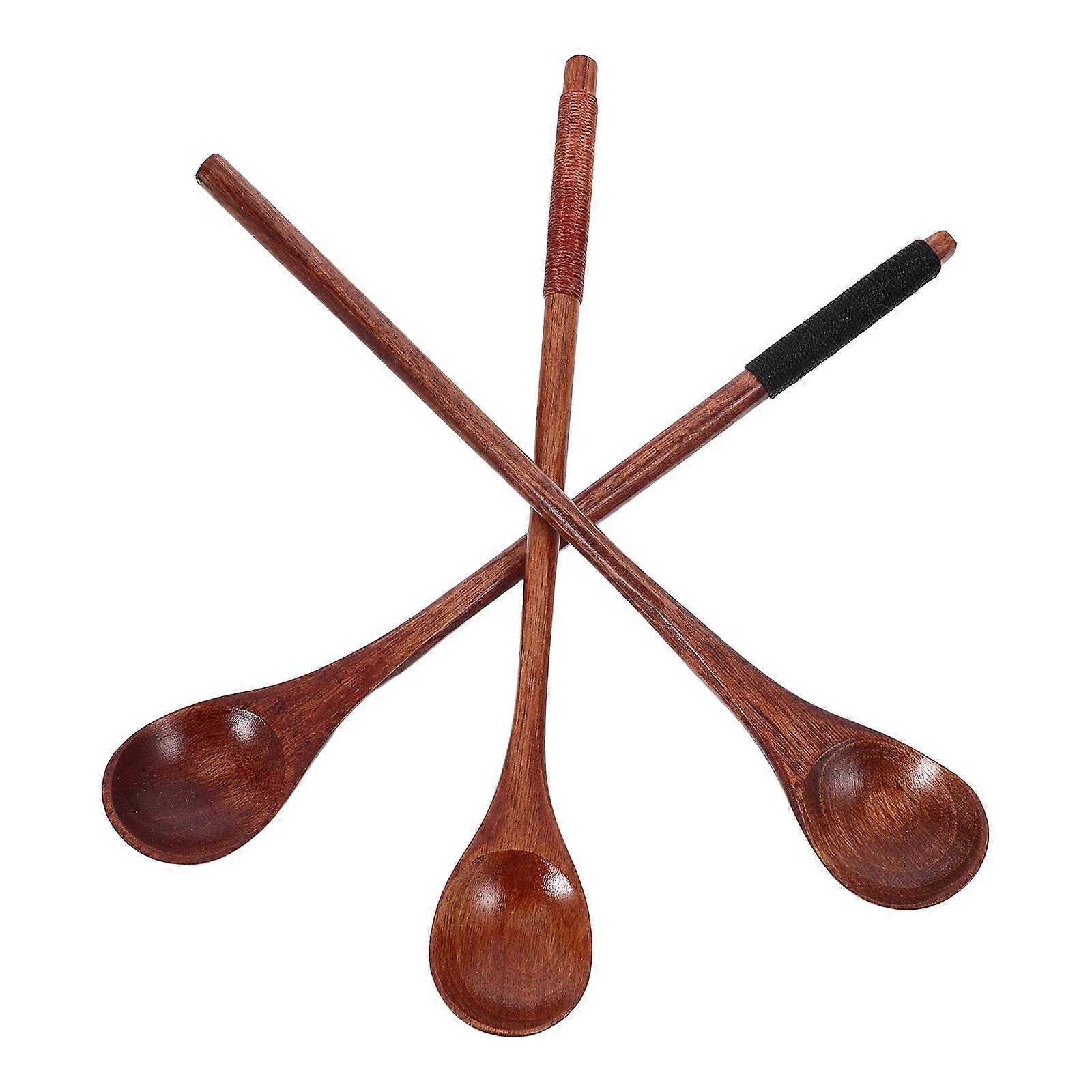 Wood Honey Spoon for Coffee Tea Stirring with Long Handle Natural Wood Material Assorted Color 3pcs Set