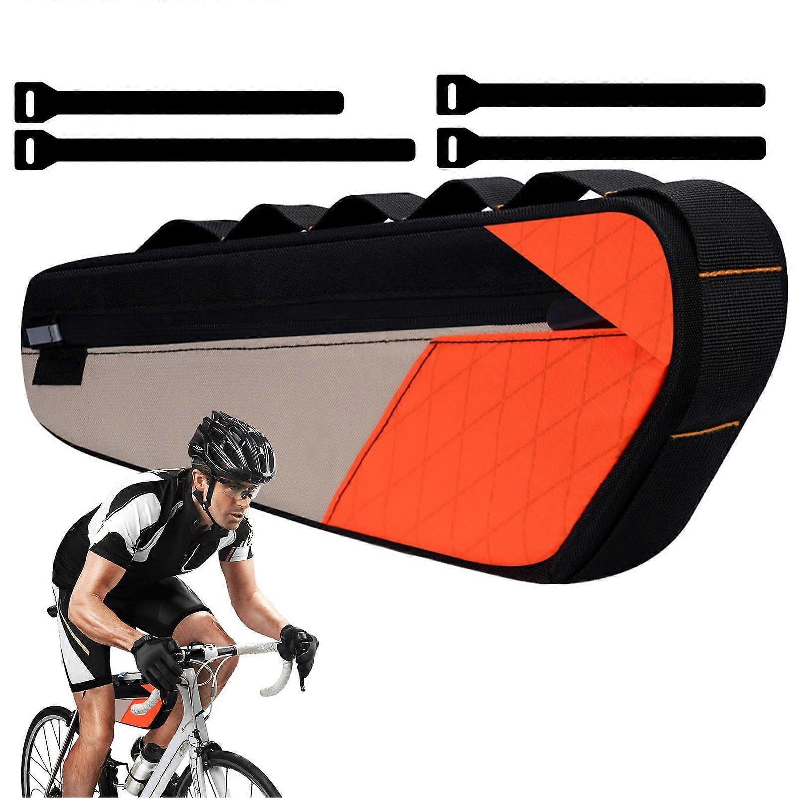 Bicycle Bag Waterproof Frame Organiser Compact Weatherproof Cycle Storage Small Saddle Pouch Sunset Orange