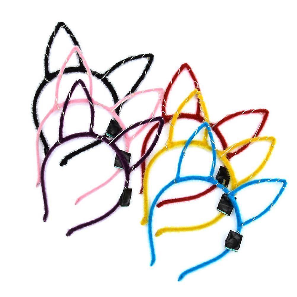 Hair Hoop Headband Luminous Cat Ear Headdress Adorable Design for Christmas Children Assorted Color 6Pcs