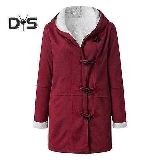 Lady Winter Coat with Hood And Pockets Thickened Fleece-lined Faux Suede Mid Length Thermal Jacket Long Sleeve Outdoor Casual Outerwear