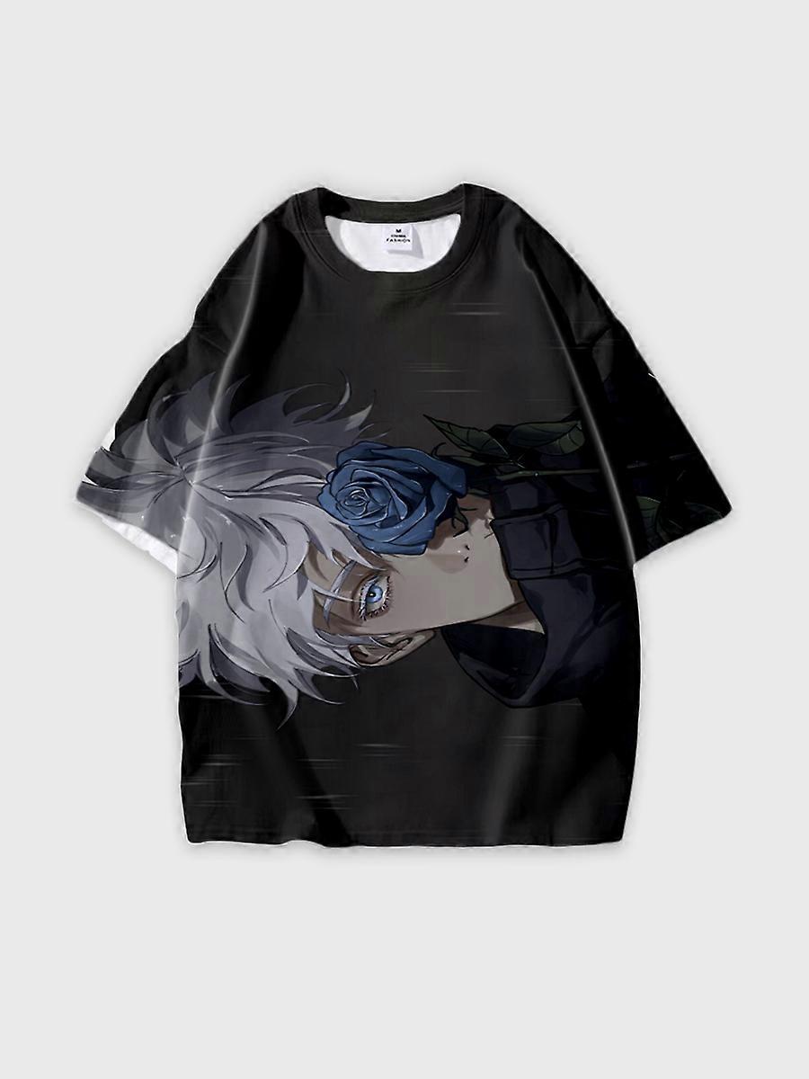 T-shirt round neck Character Pattern loose short sleeve P3313