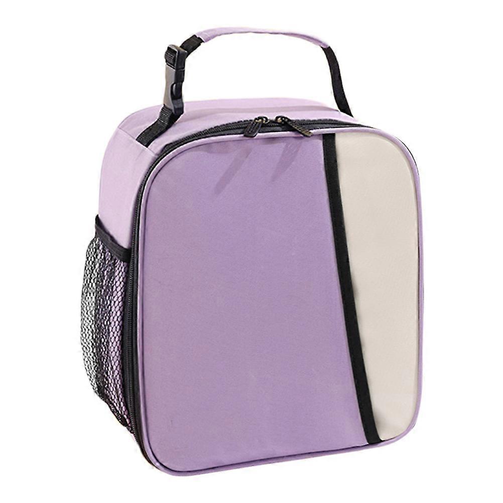 Insulated Lunch Bag for Storage Use Lightweight Portable Purple Oxford Fabric 7x10 Inches