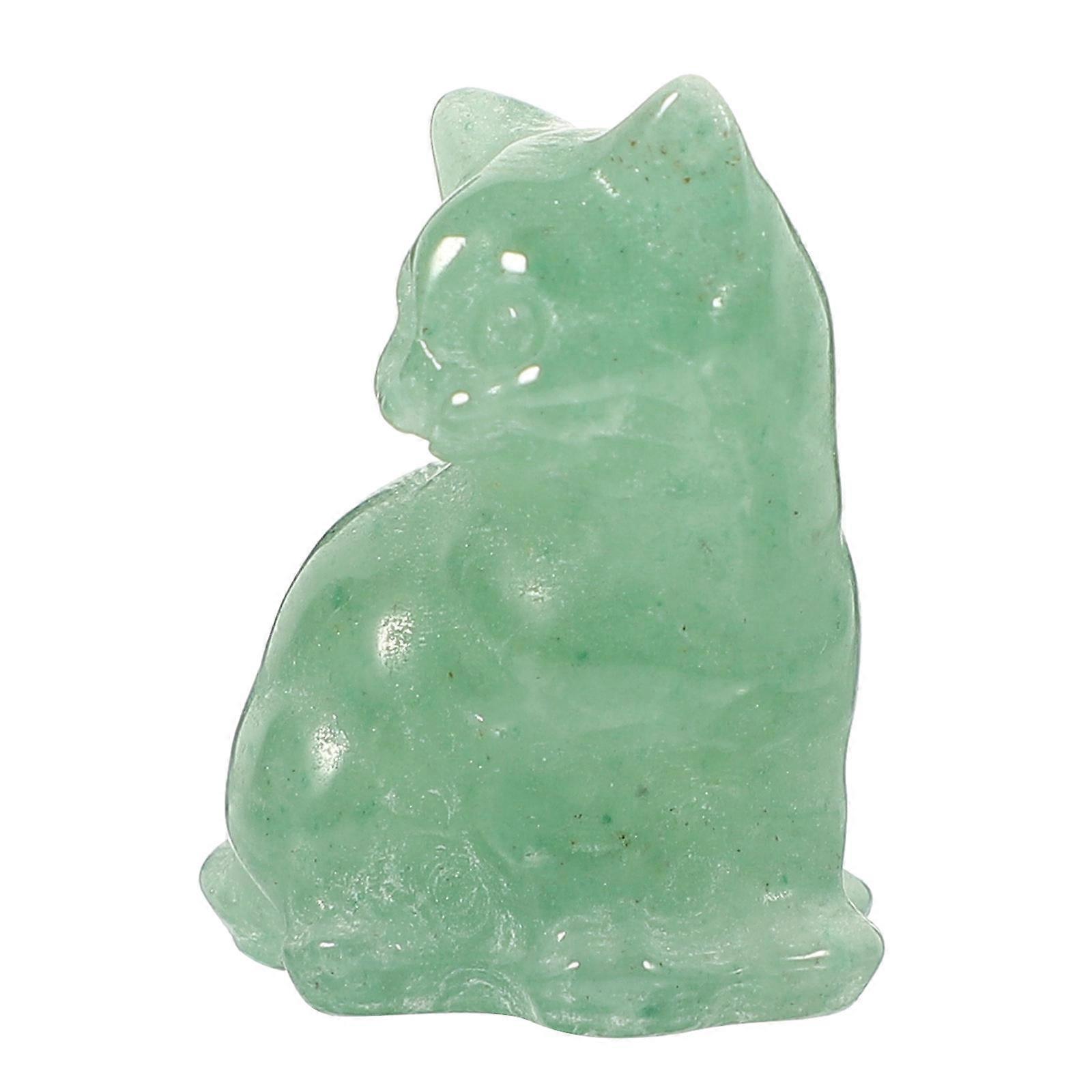 Indoor Cat Statue Ornament Crystal Carved Cat Energy Protection For Office 1Set Flat Bottom Design