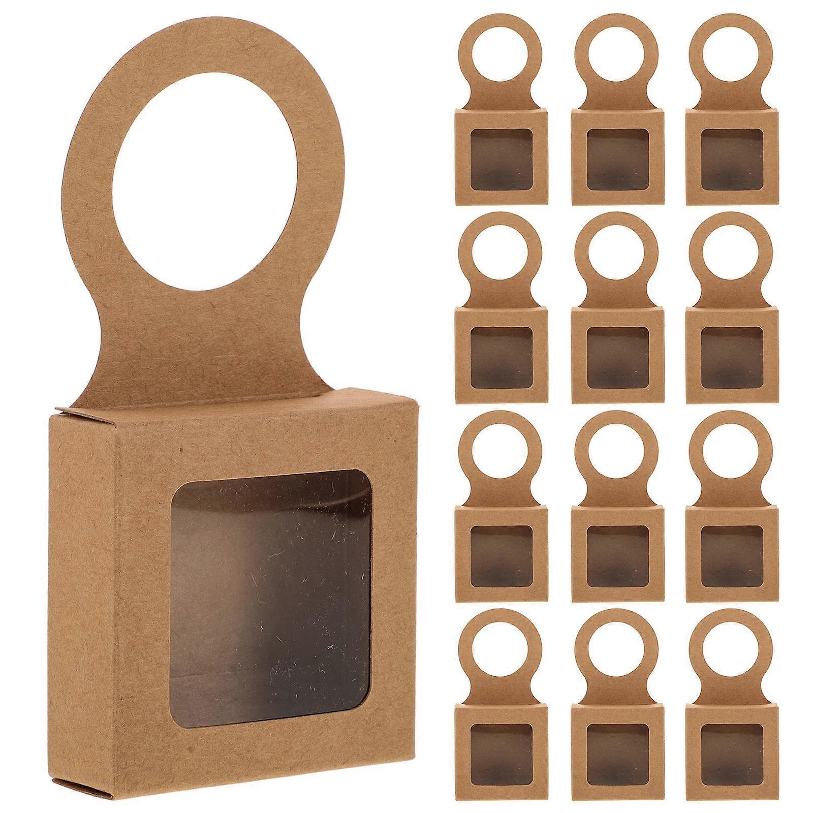 Khaki Box with Window Made from Sturdy Kraft Paper for Gift Holding and Decorative Storage Case 25pcs