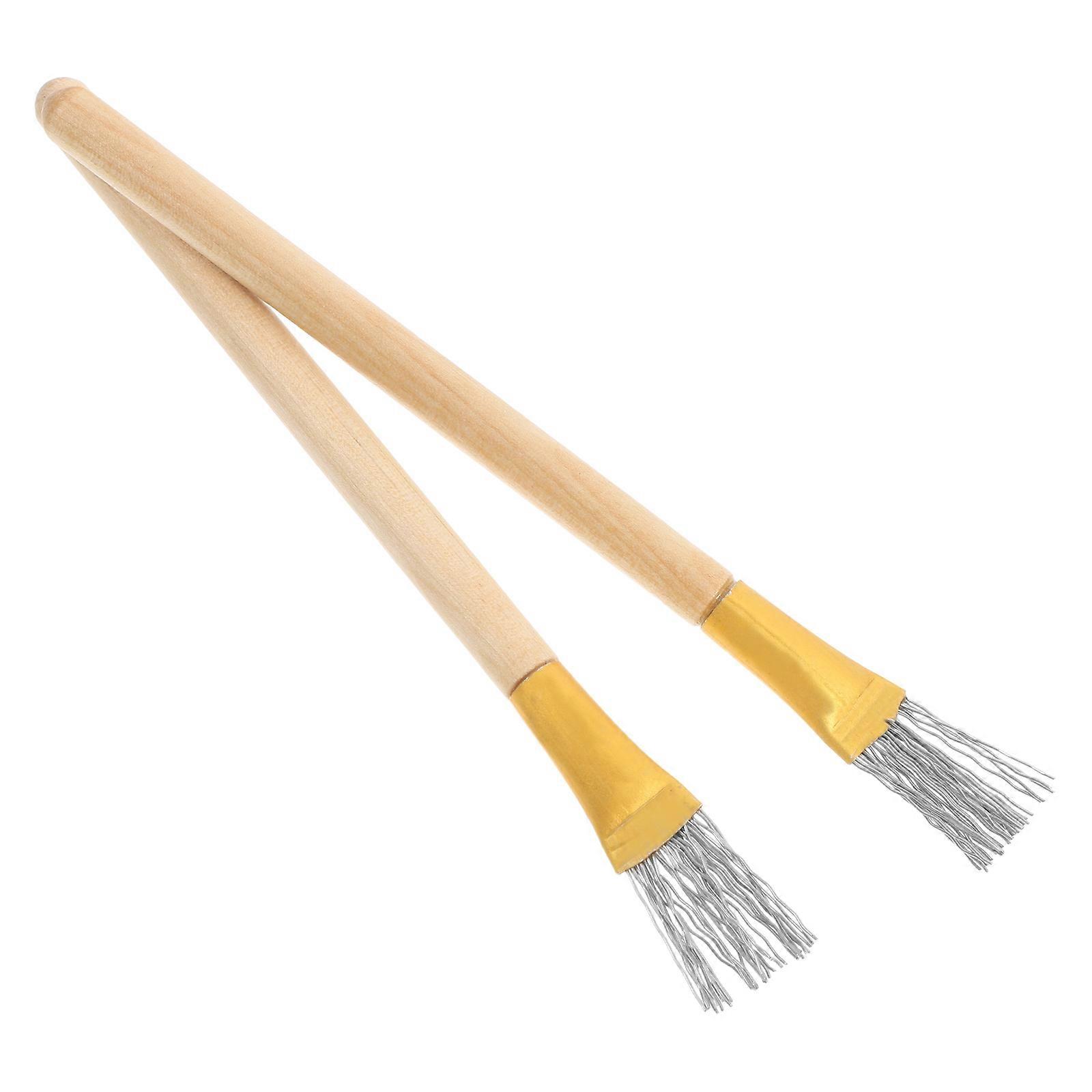 2pcs Wire Brush with Wooden Handle for Pottery Clay Sculpting and Texturing Projects