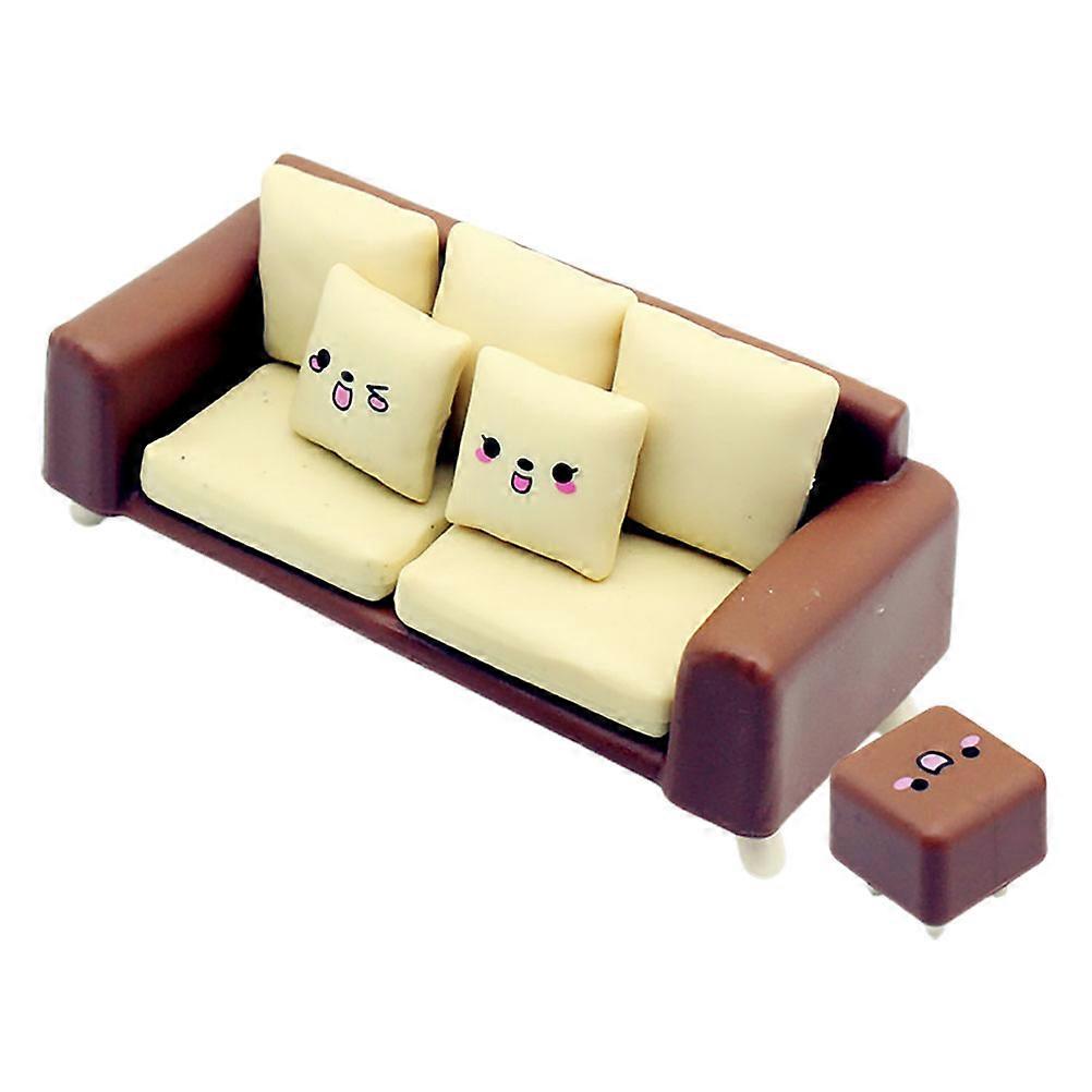 Doll House Miniature Sofa Stool Layout Prop Living Room Setup Assorted Color Square Grid Design Space Optimization 1 Set
