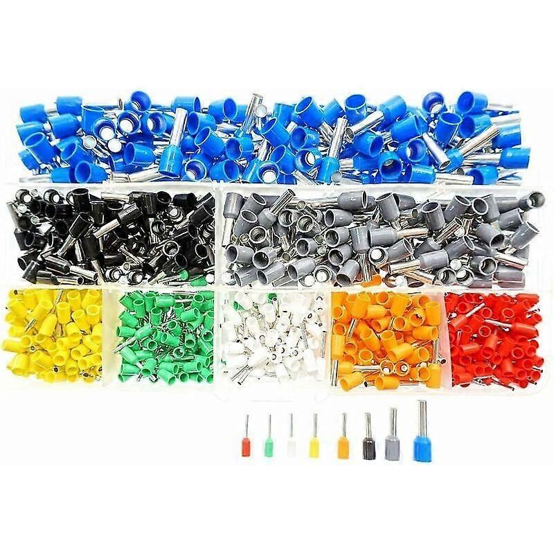 800 Set Bootlace Ferrule Crimp Connector Insulated Cord Pin End Terminals Kit Assortment 0.5mm 6mm for Electrical Projects