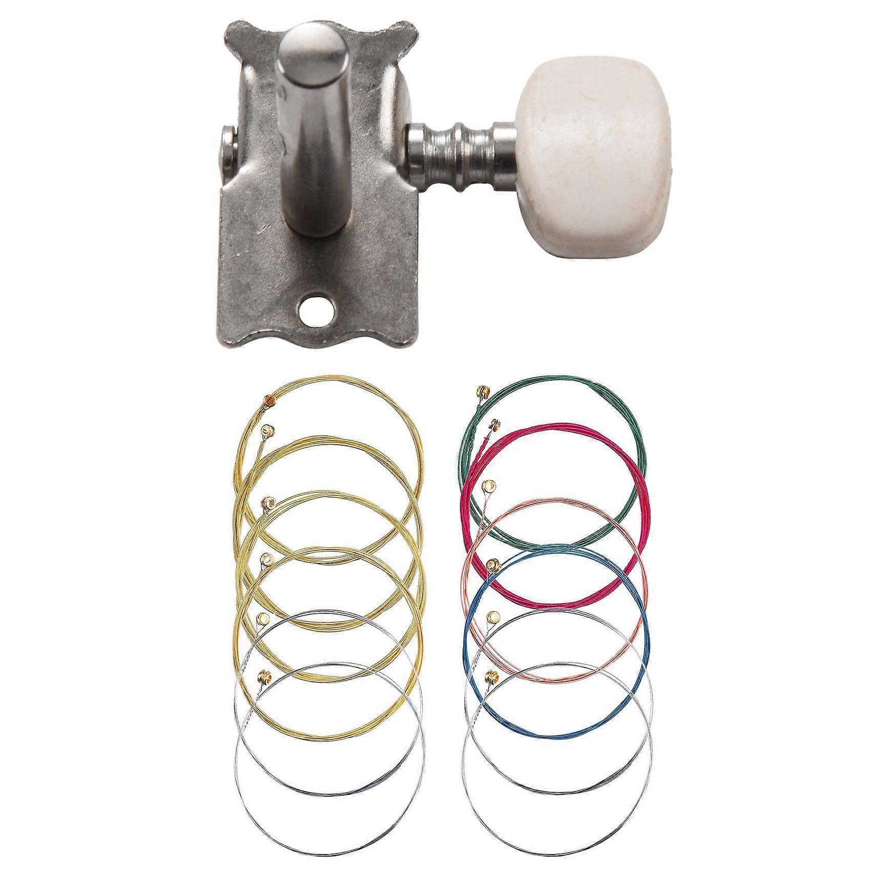 6Pcs Acoustic Guitar String Tuning Peg Tuner & 2 Sets of 6 Guitar Strings Replacement Steel String