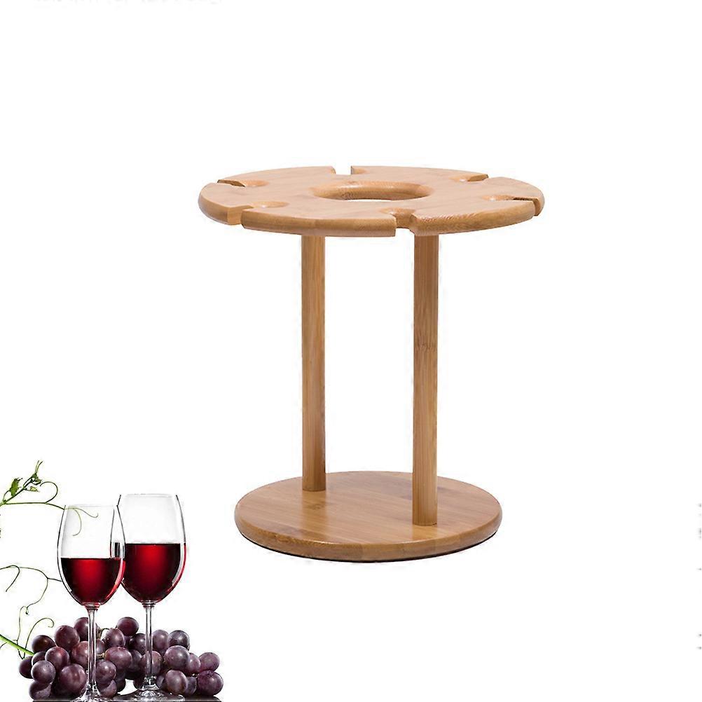 Wooden Wine Glass Holder Rack for Home Use Chocolate Color Natural Phyllostachys Pubescens Material 6 Holes