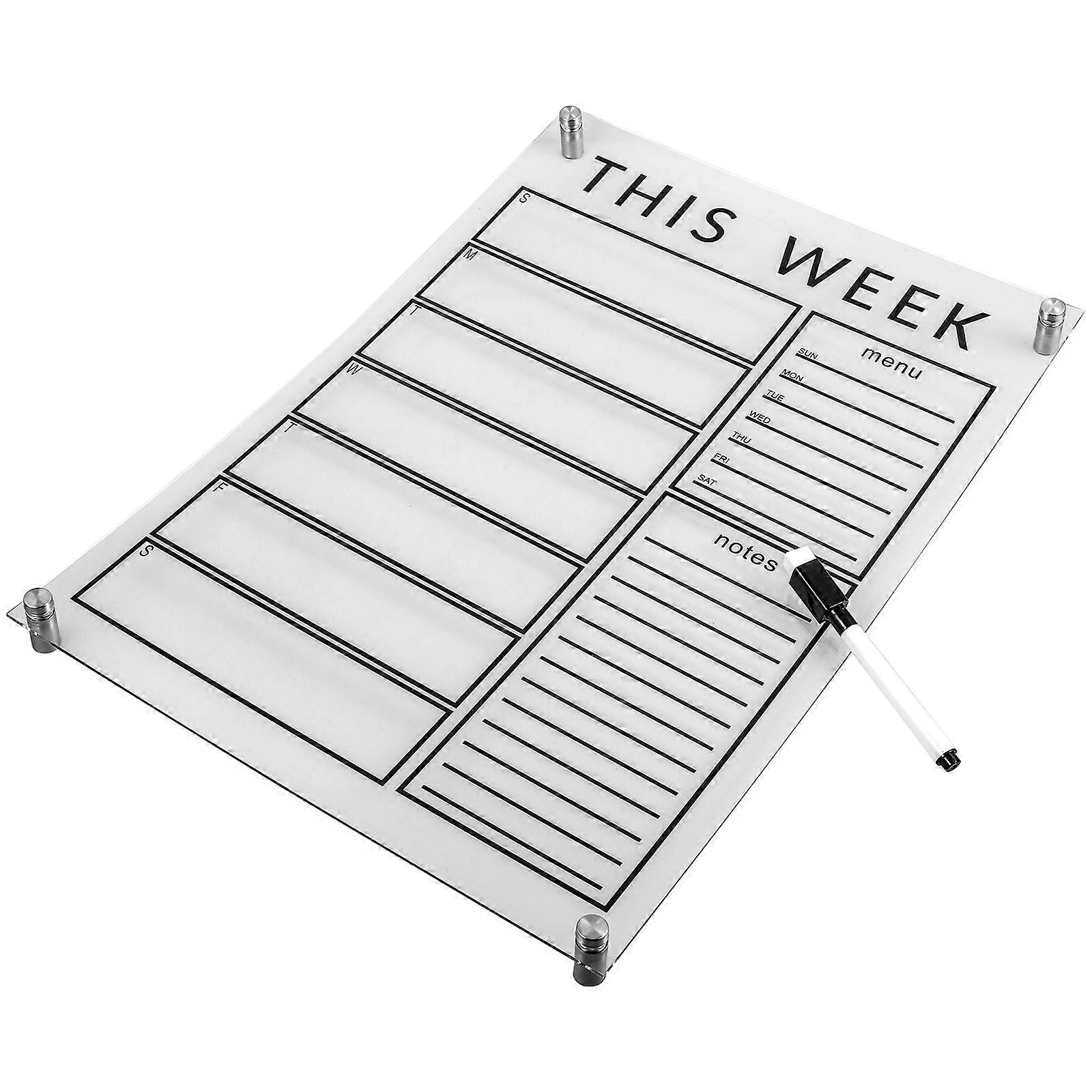 Messaging Weekly Dry Erase Board Erasable Clear Memo Board for Commercial Environment 15.72X11.67X0.39in 1Set