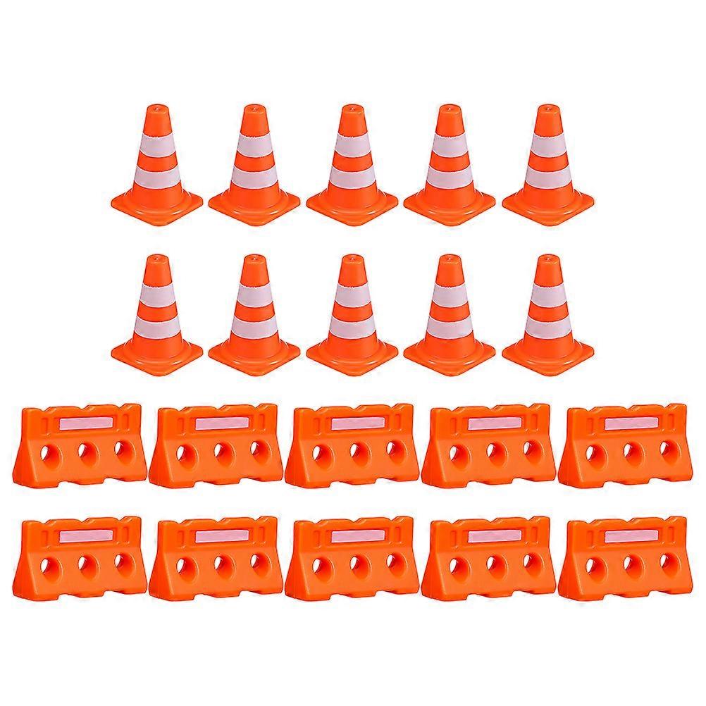 20 Pcs Traffic Playset with Mini Cones, Barricades & Road Signs for Educational Role Play and Creative Learning