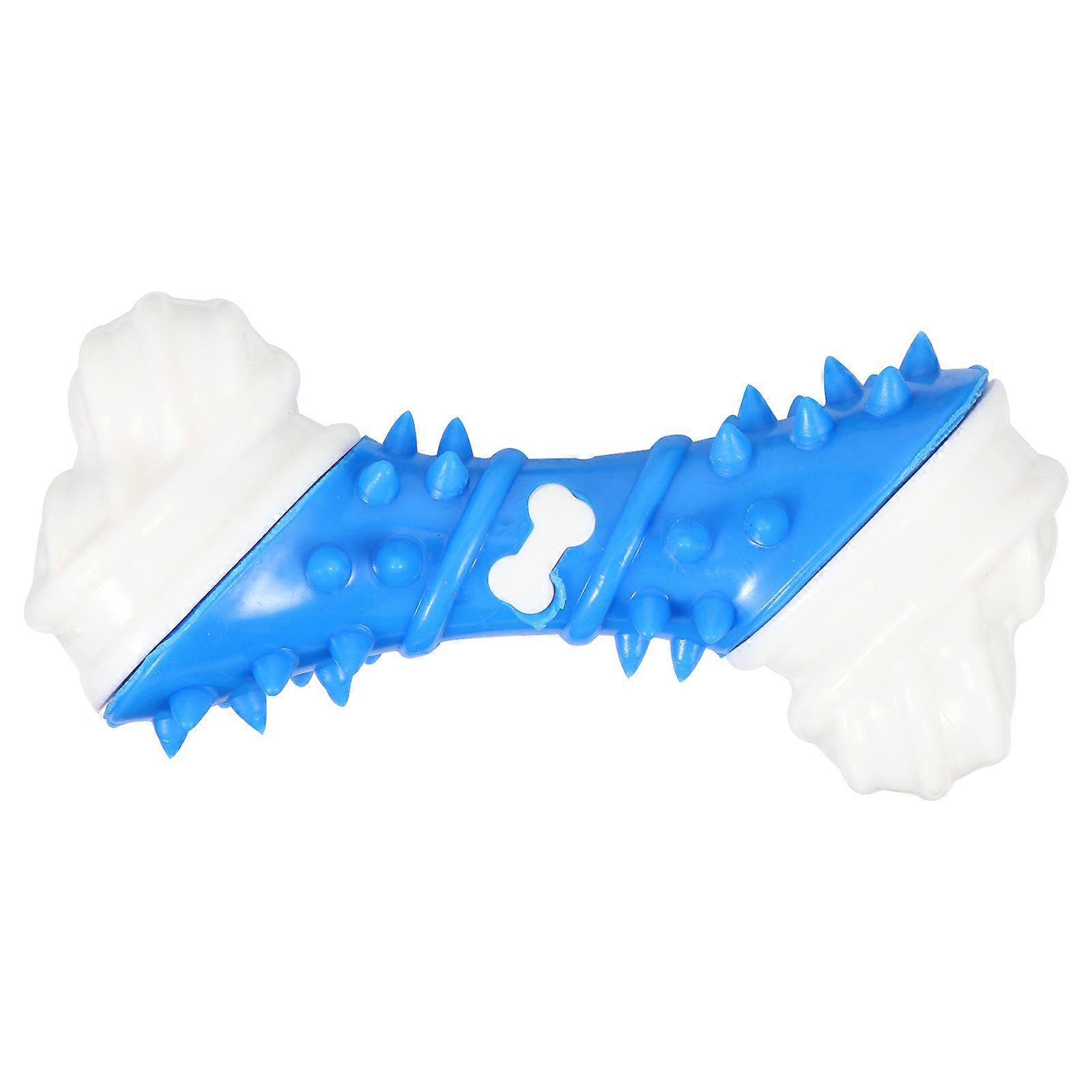 Blue TPR Dog Chew Toy for Small Pets Safe Indestructible Bone Shaped 4 Inches