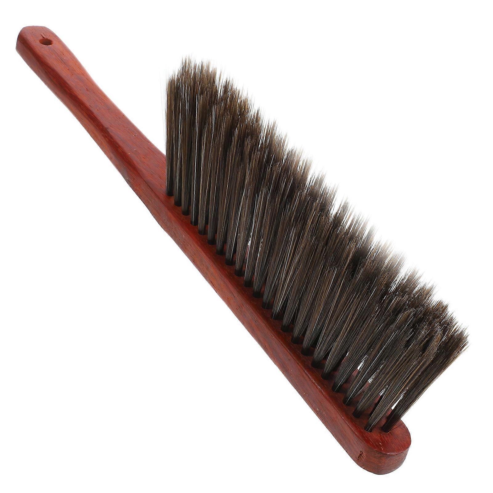 Household Dusting Brush Hand Whisk Broom Small Broom Brush Home Use Brown 37.20X9.50X2.70CM 1Set