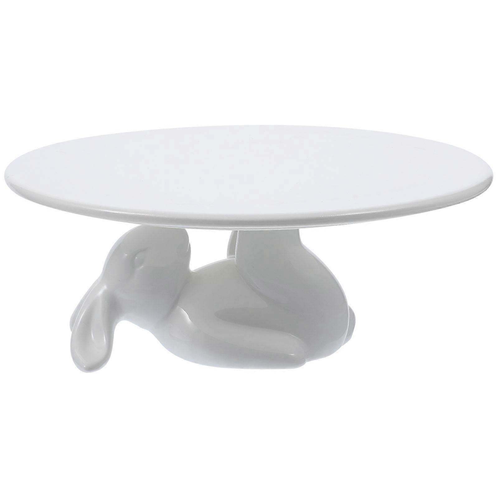 White Ceramic Bunny Plates MultiFunctional Dessert Display Tray for Storage Use 12 Inch