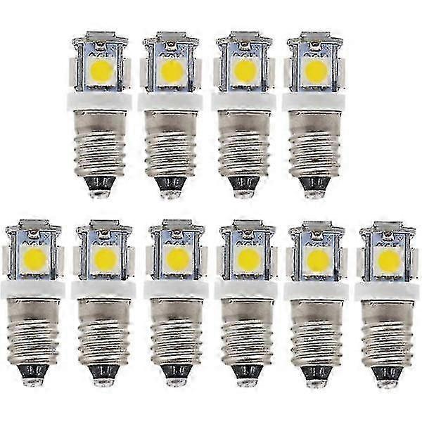 10 St E10 6v LED Lamp 5smd 0.5w 50lm Cold Light White