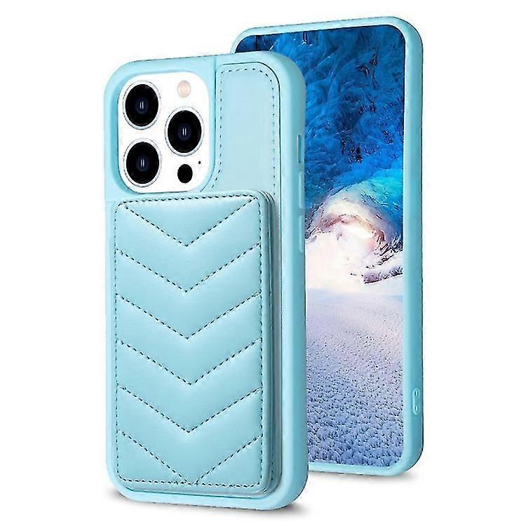 For iPhone 15 Pro Wave Pattern Card Bag Holder Phone Case