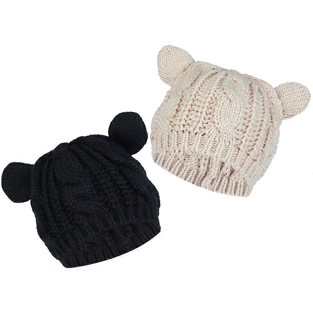 2Pack Women Knitted Caps For Daily Life With Triangle Ears Features Warmth For Winter And Theme Parties