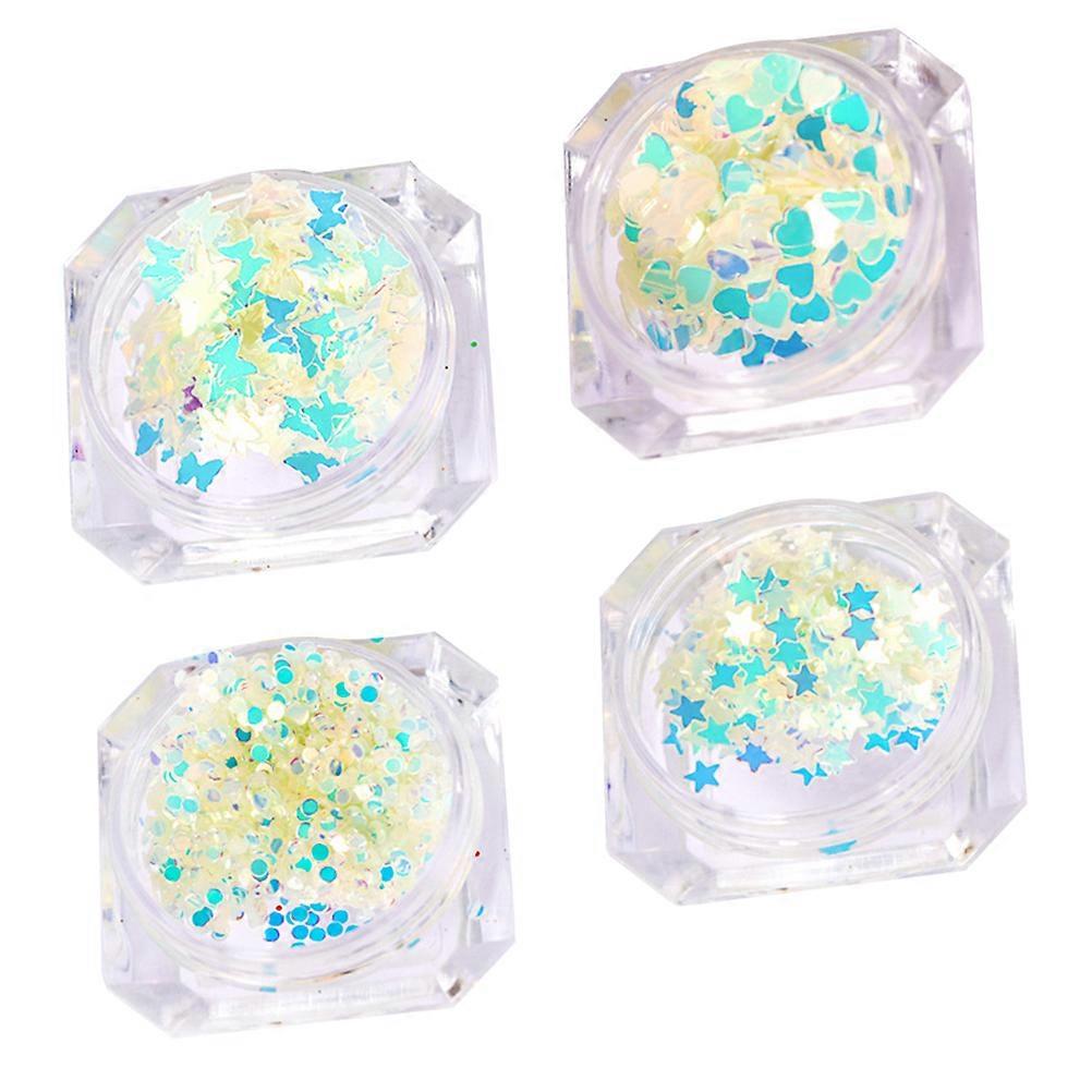Sequin Glitter For Salon Use Nail Decoration 3X2cm Assorted Color Creative Luminous 4 Boxes