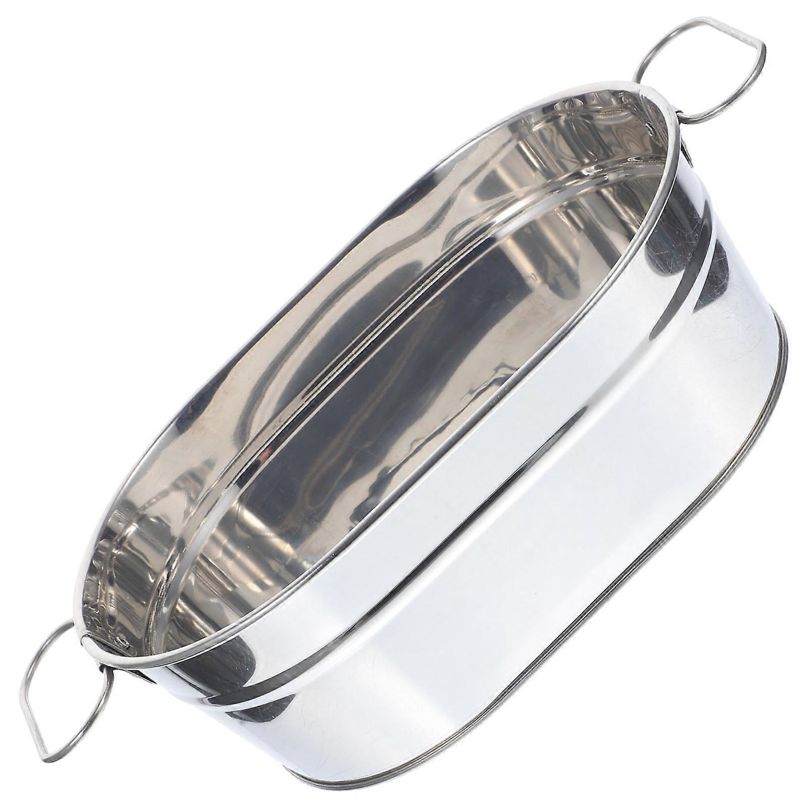 Stainless Steel Snack Bucket with Handles for Storage Use Silver Color 7.5 Inches