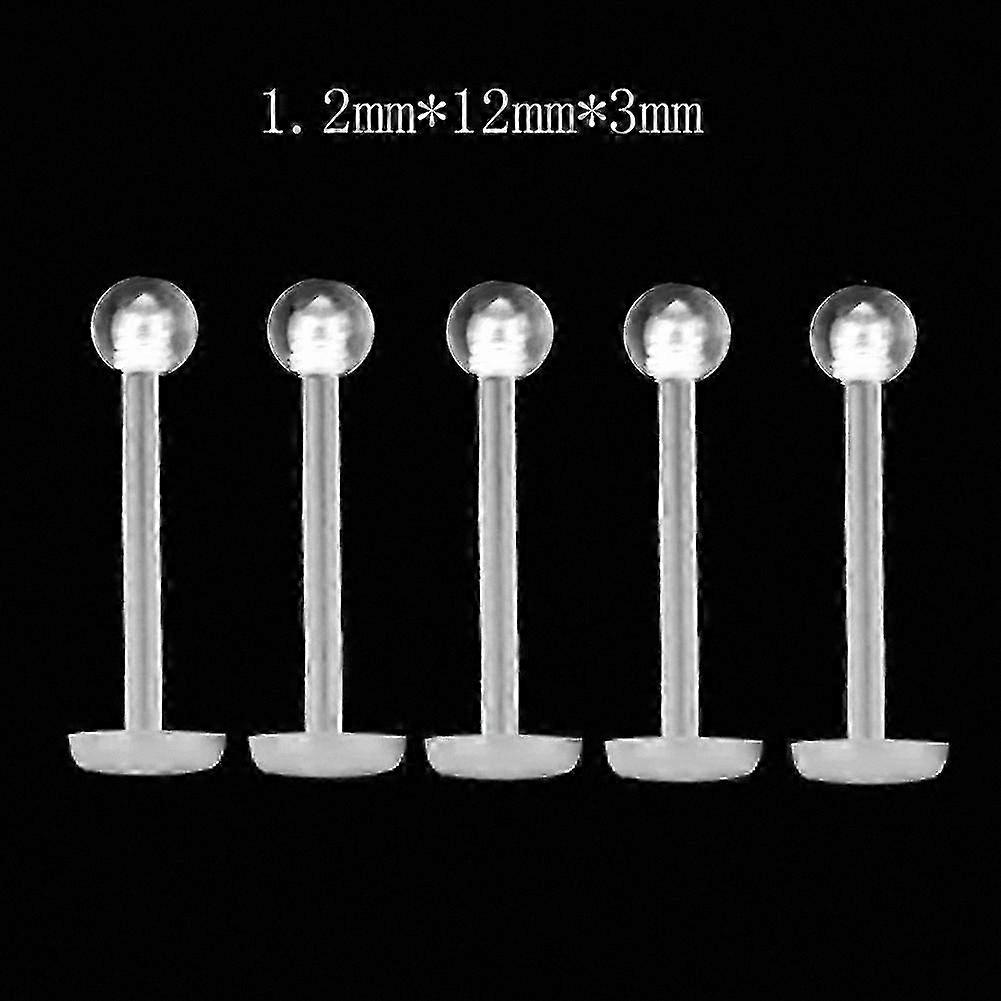 5-Piece Clear Round Nose and Lip Stud Set for Unisex Body Piercing Jewelry