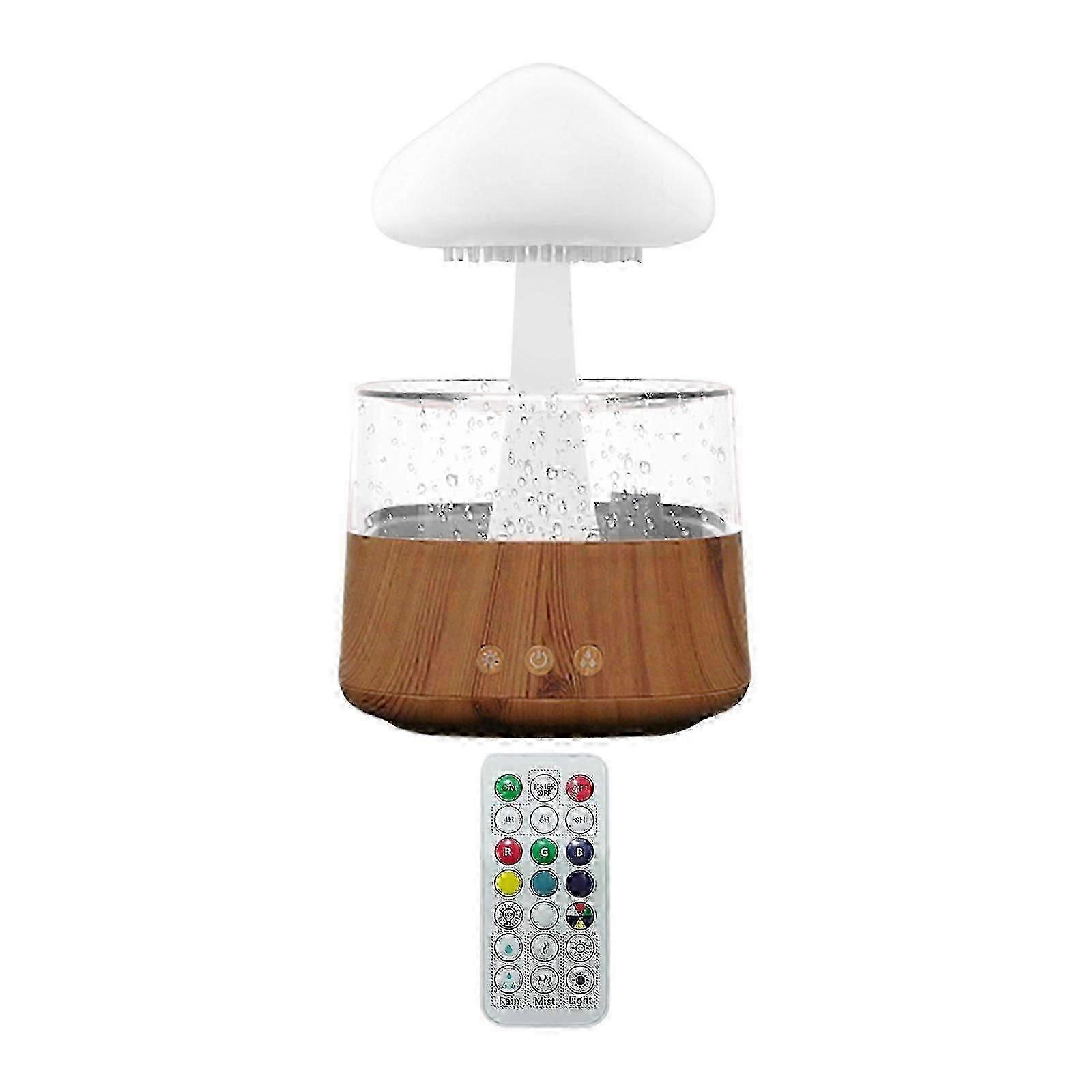 Rain Cloud Humidifier with Colour-Changing Night Light - Mushroom-Shaped Aroma Diffuser