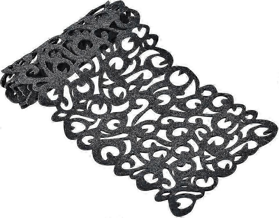 Vintage Floral Felt Table Runner with Openwork Design