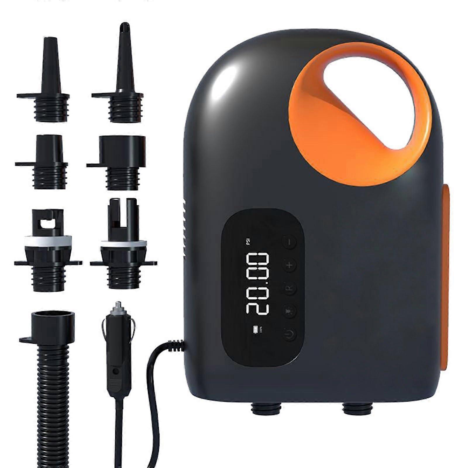 Powered Inflatable Air Compressors for Bikes, Airbeds, and Camping Gears with LED Lighting, Portable and Compact Design