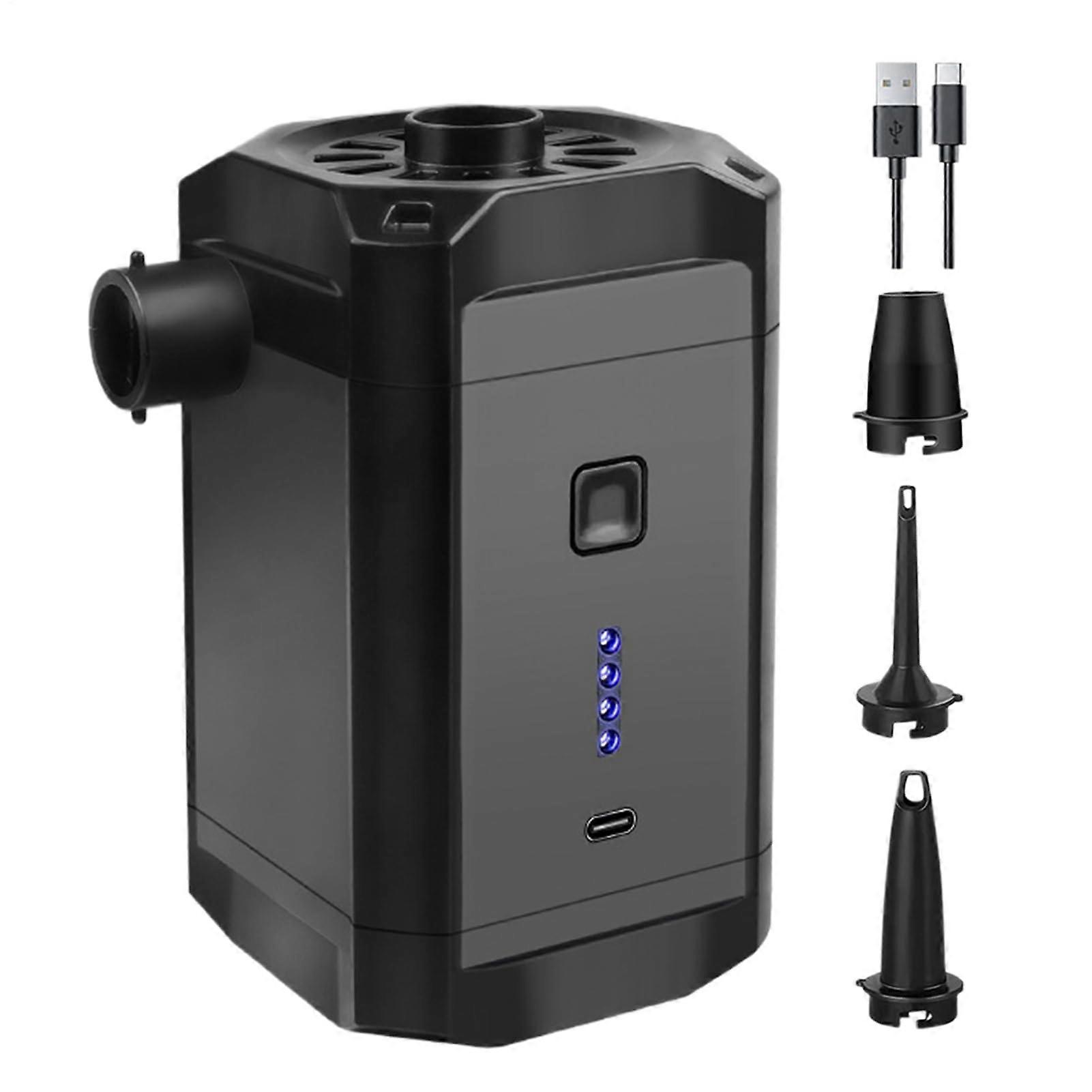 Air Mattress Pump Electric, Travel Sleeping Pad Air Pump, Small Electric Inflation Device with 3 Nozzles for Camping Mattress Airbed