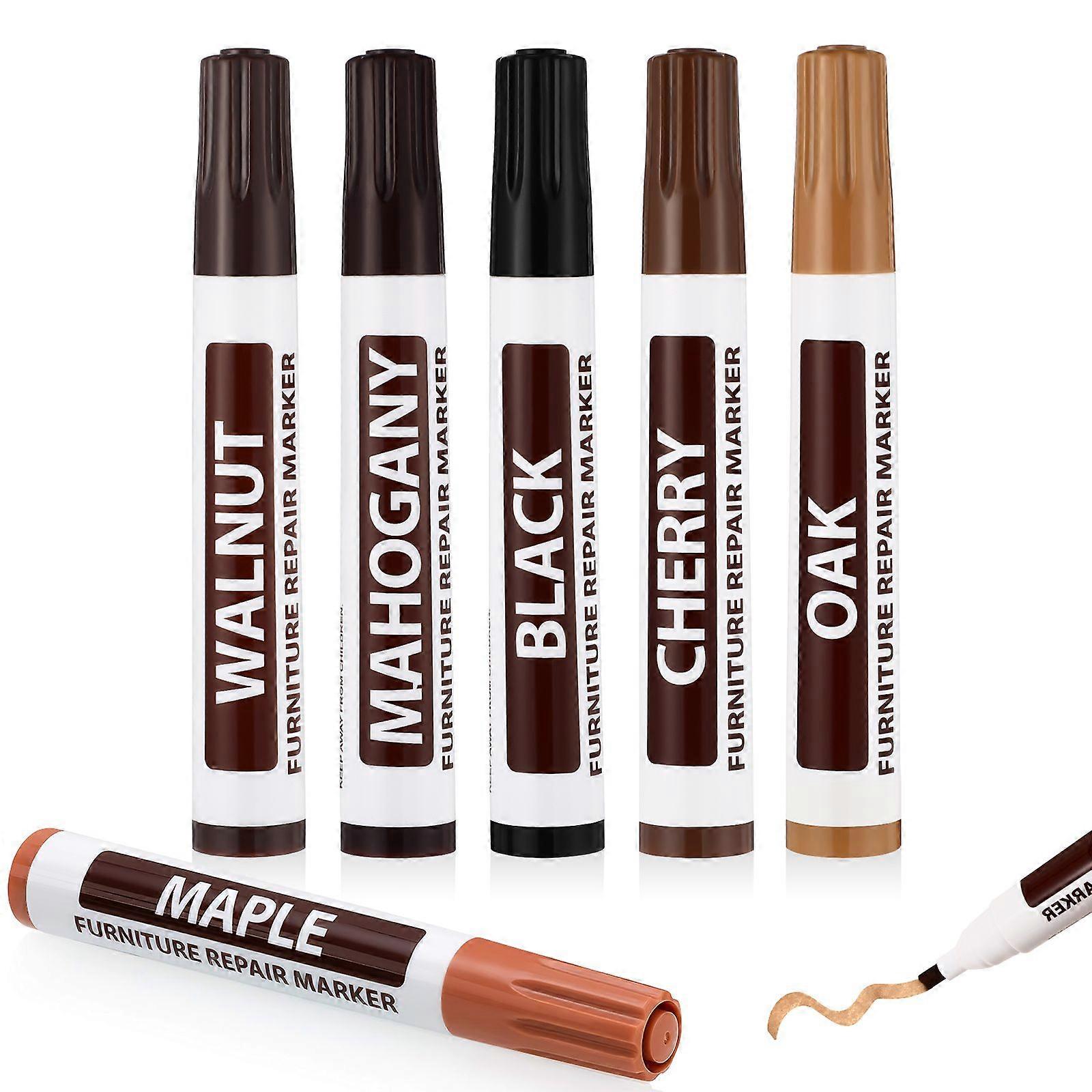 6 Pcs Wooden Furniture Touch Up Markers Scratching Repair Tools Worn Blemish Concealing Utensils