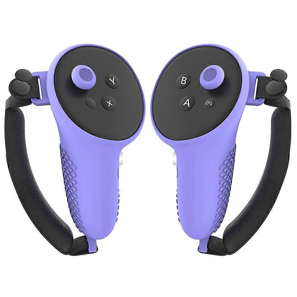 1 Pair for Meta Quest 3 3S Touch Controller Protective Cover Anti-Drop Silicone Case with Hand Strap