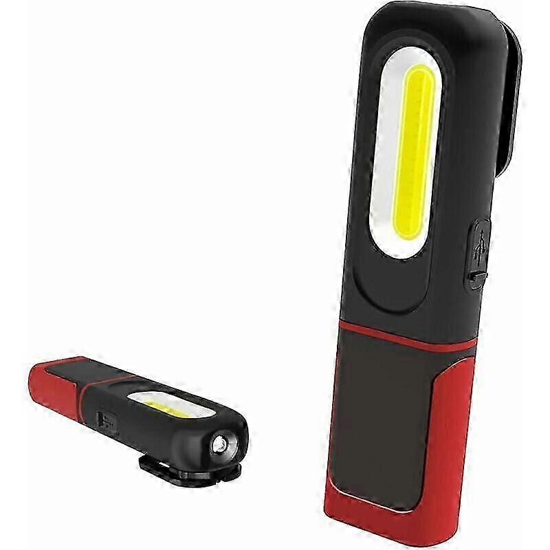 Rechargeable LED Work Light, 2 in 1 Inspection Lamp with 360 Degree Rotation and 5W COB LED Torch Lamp with Magnetic Base and Hook for Home Workshop C