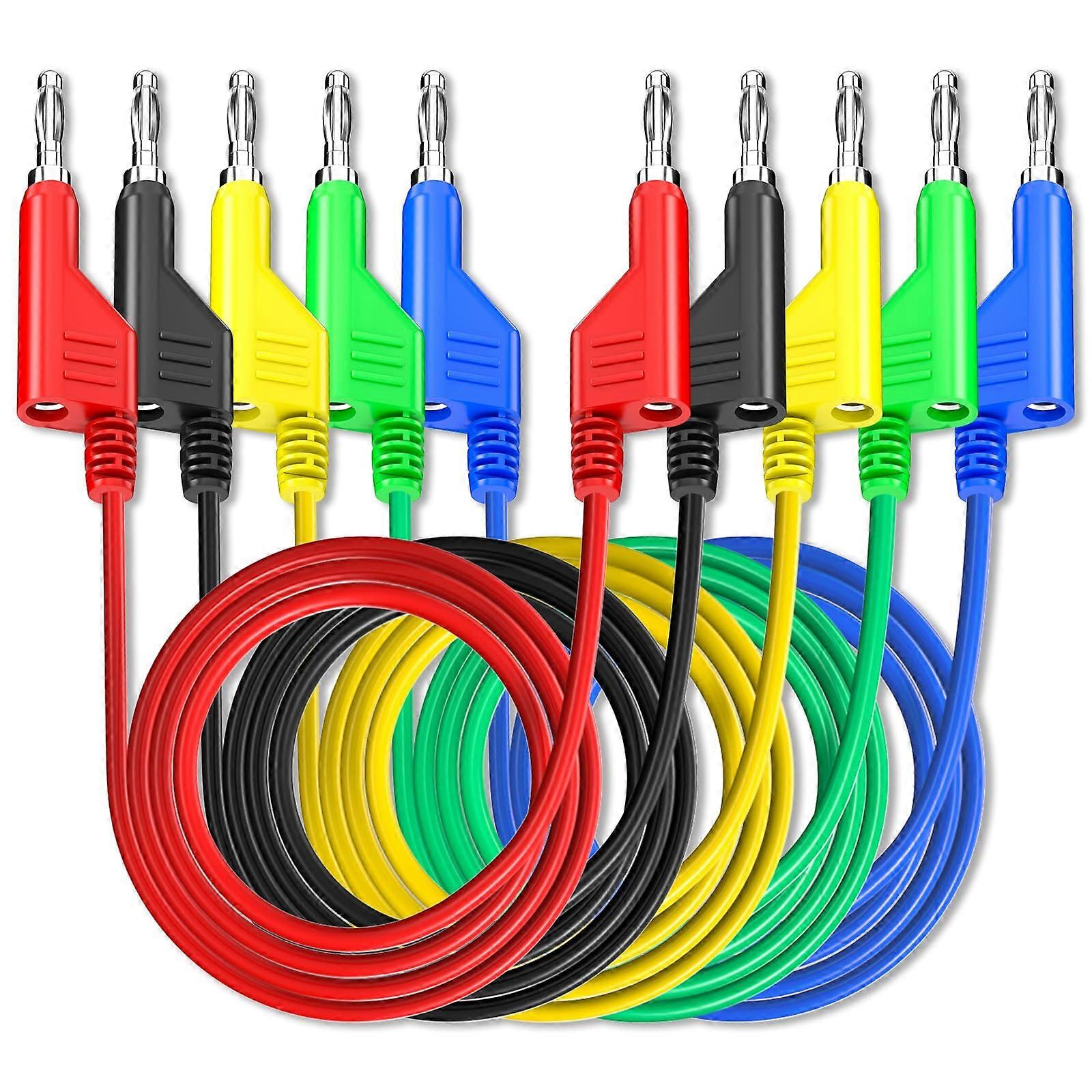 P1036 5-Pack Stackable Banana-To-Banana Plug Test Leads For Multimeter 1000V 15A 1m