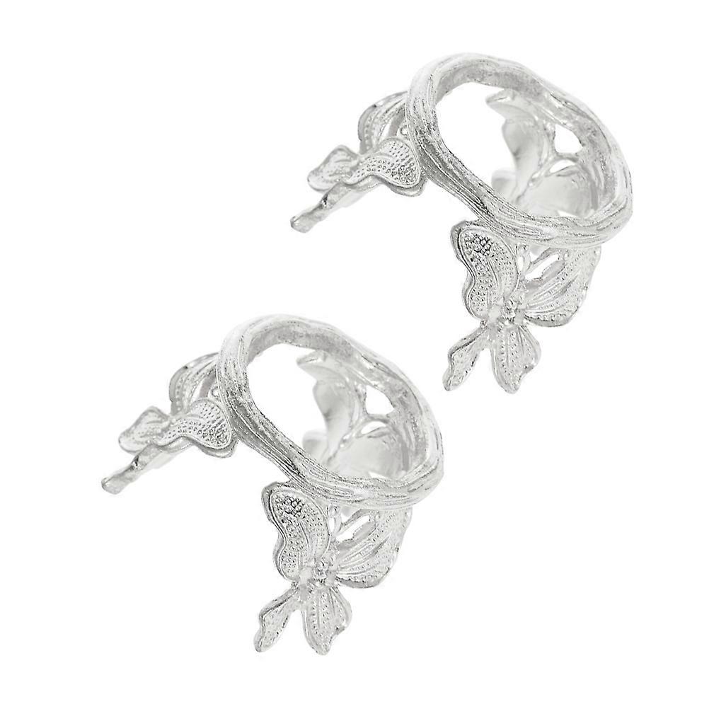 Decorative Crystal Sphere Stand Butterfly Shaped for Gift Giving Silver Protection 2Pcs