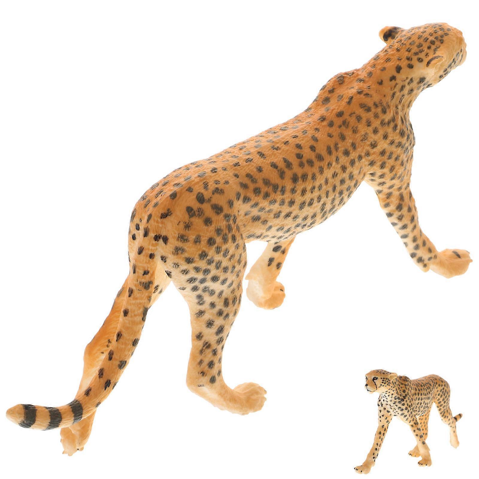 Leopard Figurine Wild Animals Model Home Desktop Plastic Grey Educational Tool 1piece
