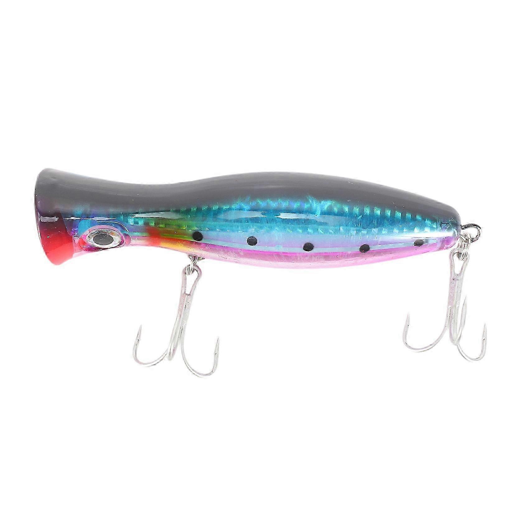 1Pcs Topwater Hard Lure, 3D Popper Fishing Lure with Treble Hooks, 12cm, 42g, Soft Plastic, Artificial Isca Fish Attractor
