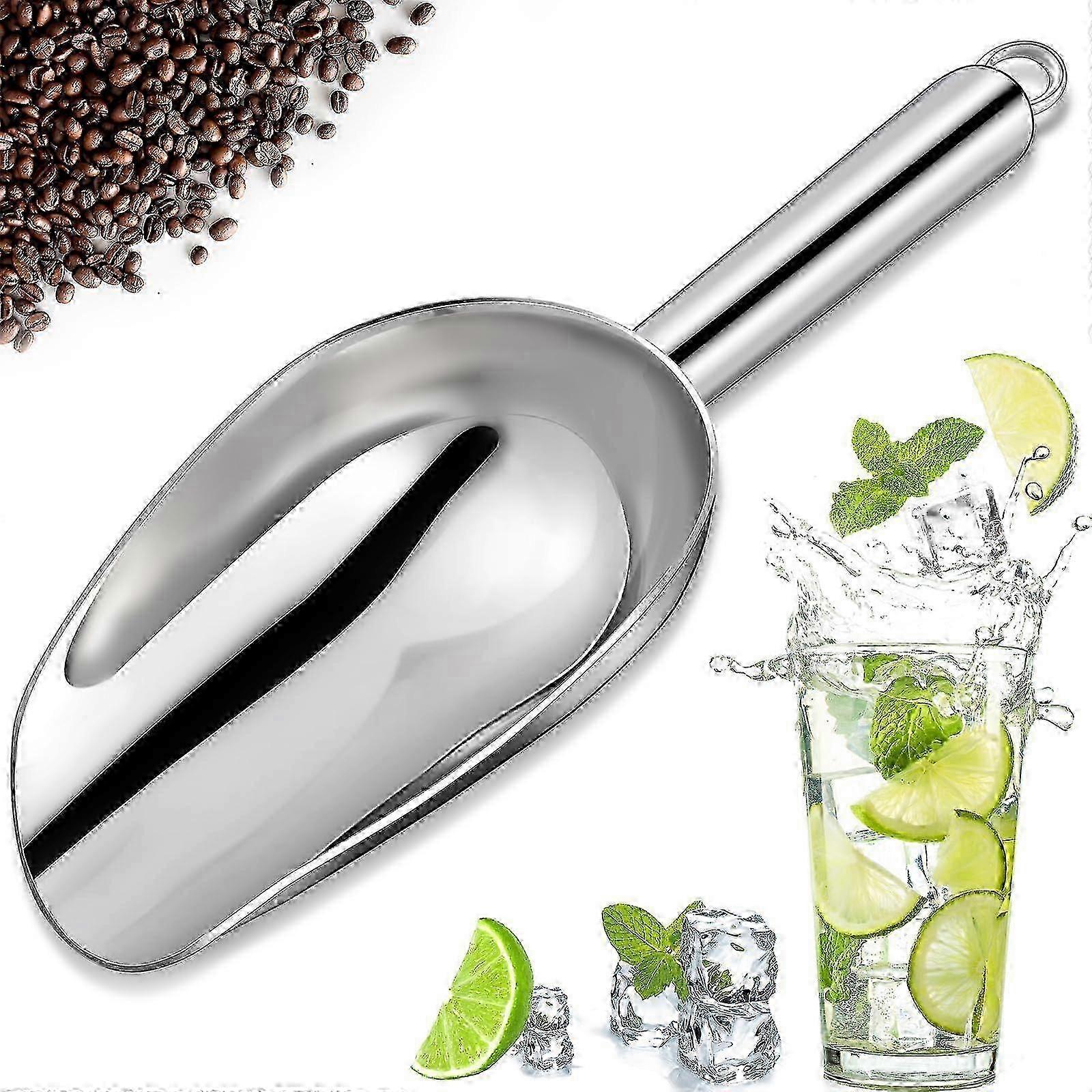 Stainless Steel Ice Scoop for Freezer and Kitchen Use, 6oz Capacity, Durable and Easy to Clean