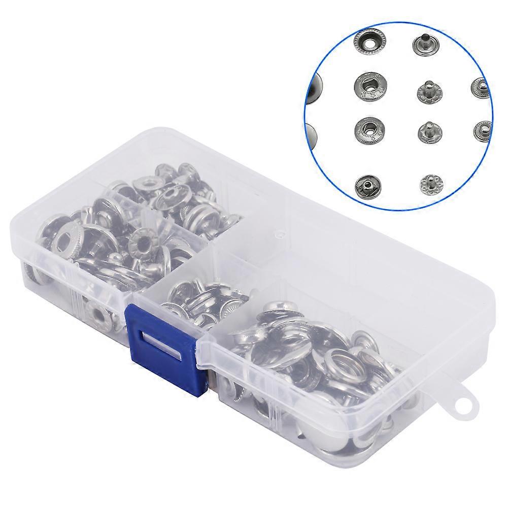 40 Sets Silver Press Stud Snap Buttons 10-17mm with Tools Kit