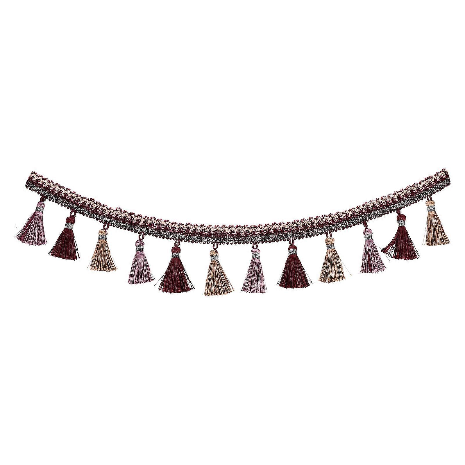Purple Polyester Curtain Lace Fringe Tinsel Trim Ribbons 2pcs Wavy Rickrack Craft Sewing