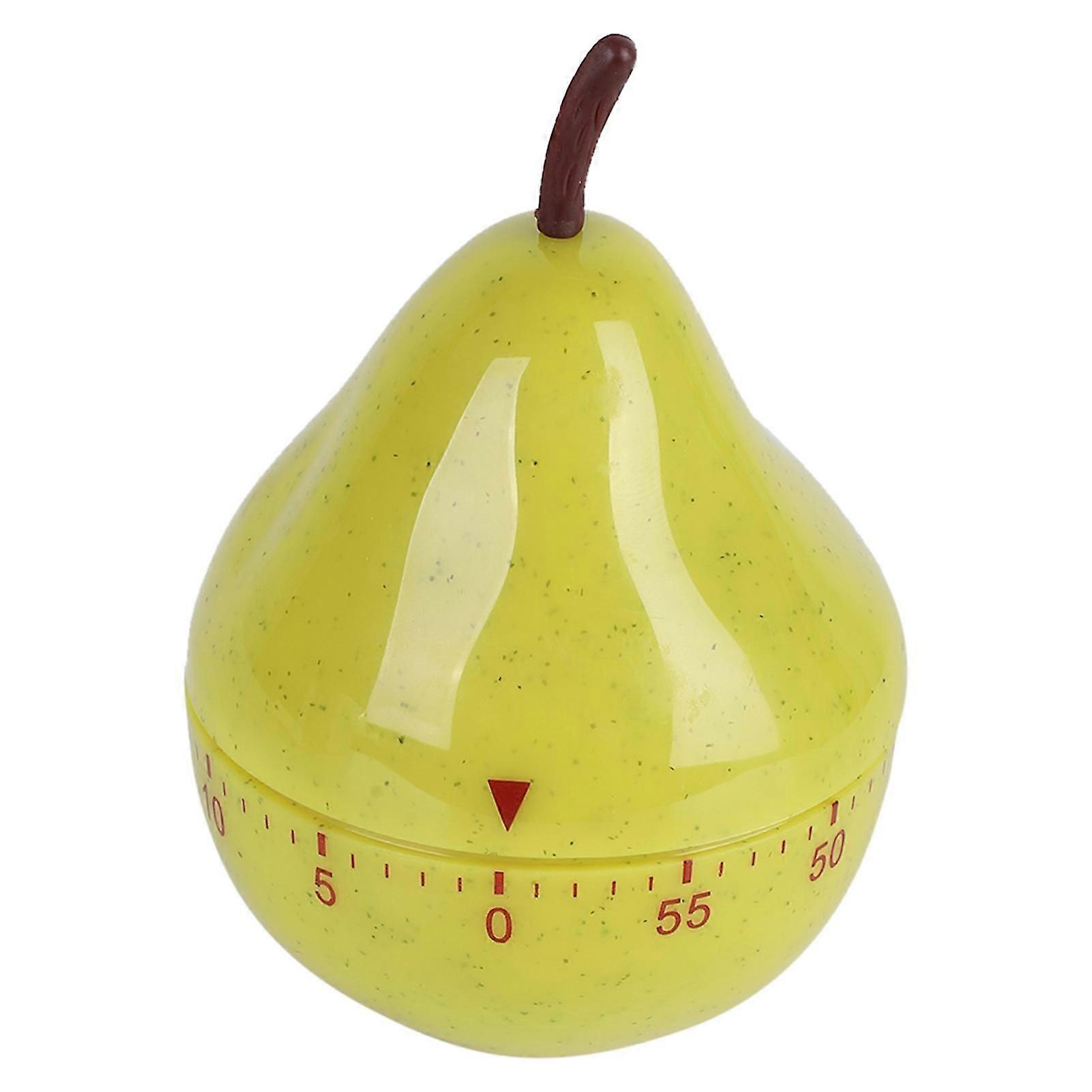 Pear Shaped 60-Minute Kitchen Timer - Mechanical Wind-Up Fruit Design, Durable Plastic Cooking Timer for Home, Easy to Use Manual Timer