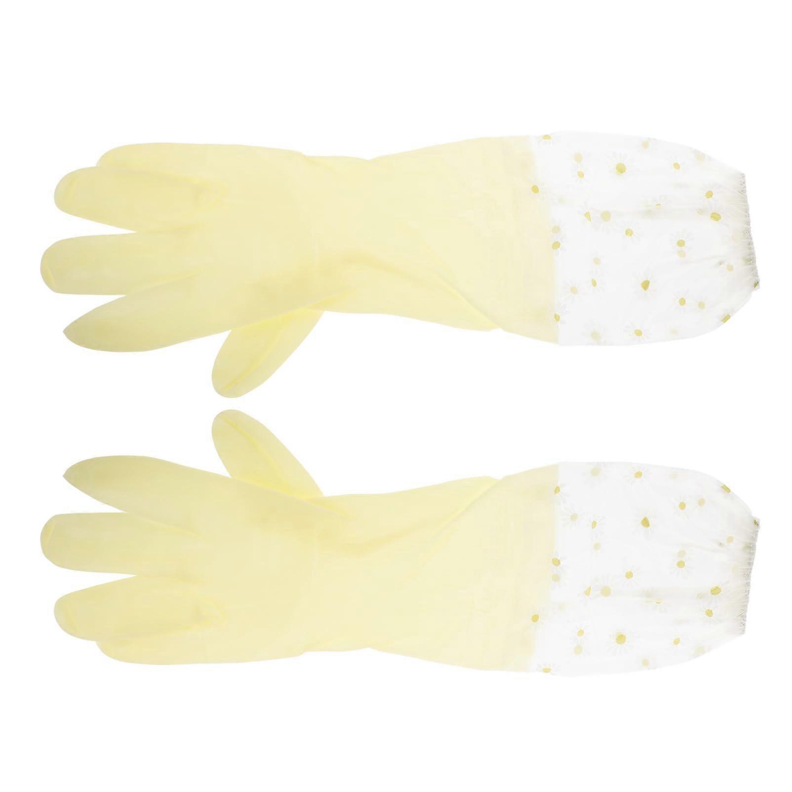 Reusable Rubber Gloves 2 Pairs Heavy-Duty Dishwashing Nonslip Grip Soft Flexible Kitchen Cleaning Household Cleaning