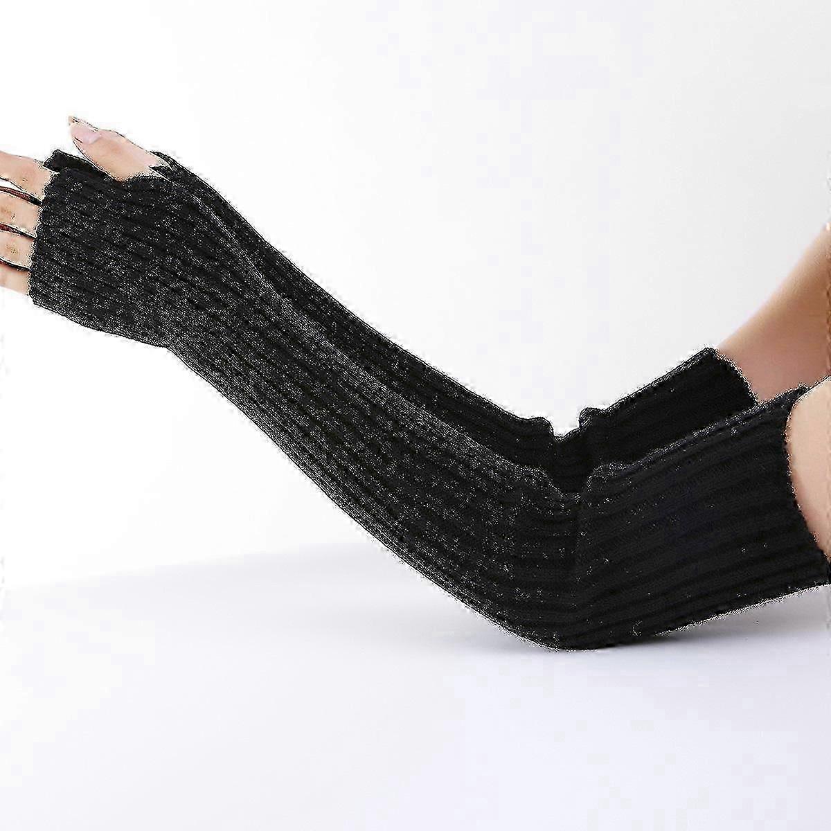 Manchettes d’hiver pour femmes, manches longues en tricot avec trou pour le pouce