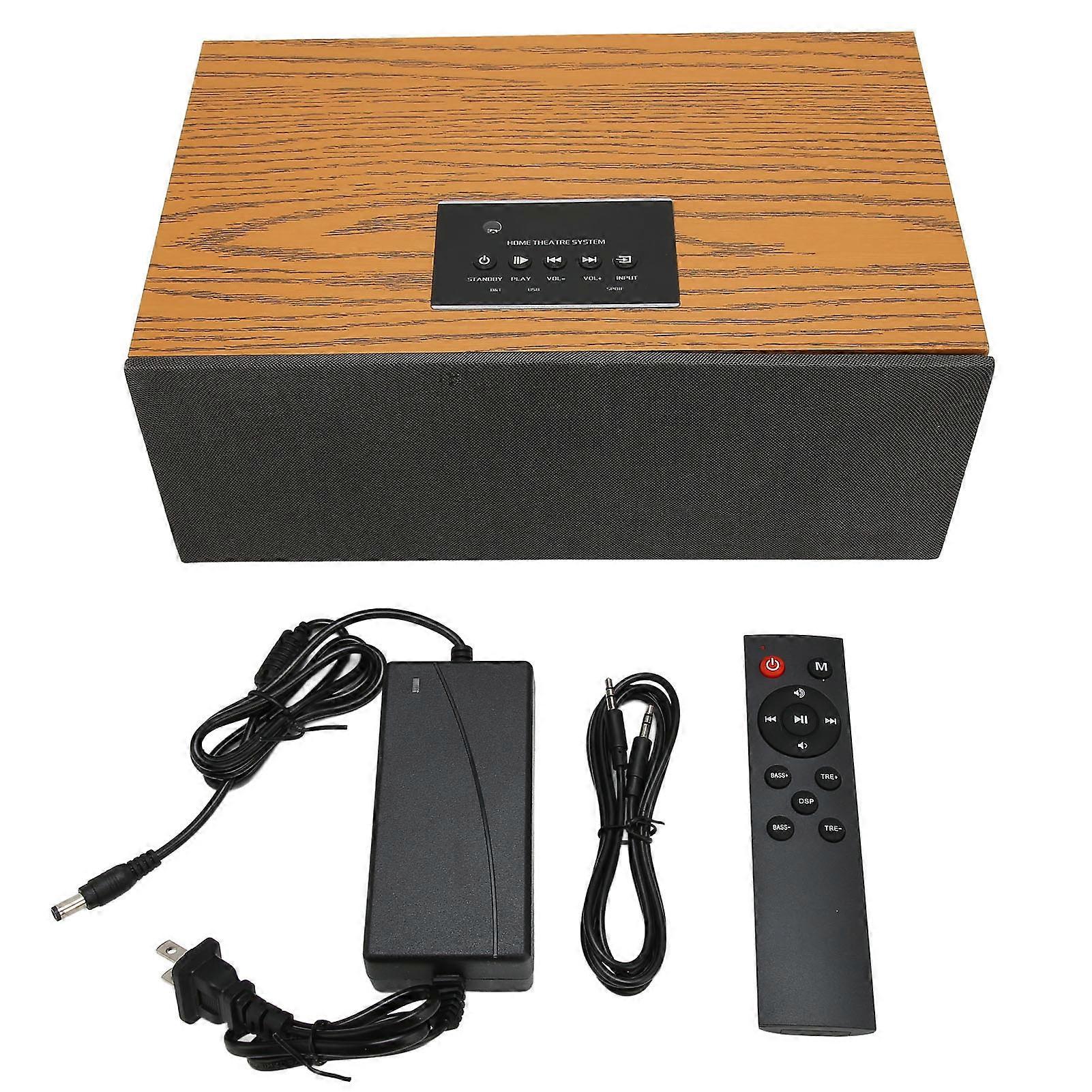 Wood Bluetooth Active Subwoofer 60W High Power Karaoke Speaker with Remote Control for Home and Outdoor 100‑240V