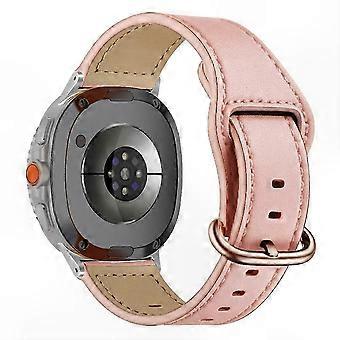 Pulseira de Relógio de Couro de Vaca Genuína com Fivela Clássica para Smartwatches de 44mm / 40mm, Banda Rosa Ajustável