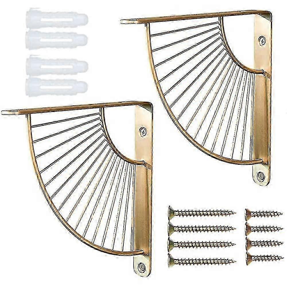 Metal Craft Sector Shelf Brackets, 2 Pcs Gold Sector Shelf Brackets...