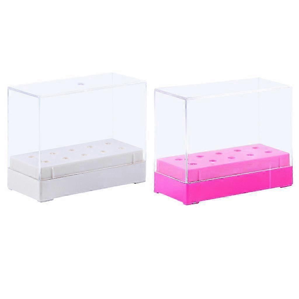 2 Pcs Empty Nail Drill Holder Stand Stand Display Organizer Container