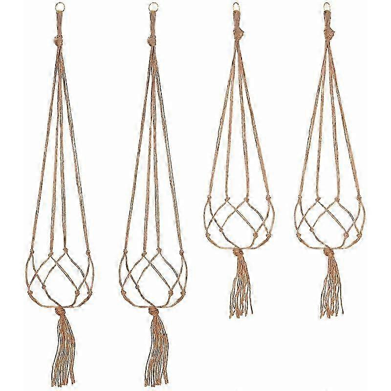 Barsinfi 4 pièces Suspensions en macramé : 2x105cm et 2x90cm Supports de plantes en corde suspendue pour la décoration du jardin