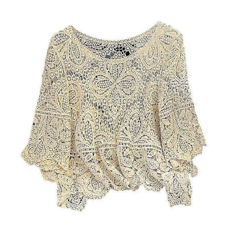 Hollow out knitted sweater for women's summer new Korean version loose short half sleeved crochet sun protection top shawl